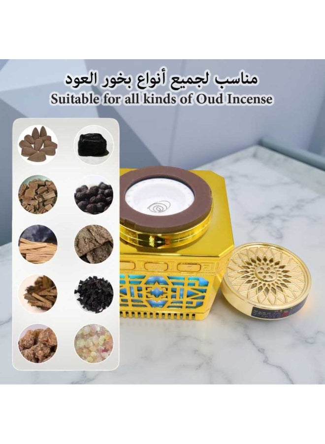 بخور بوسيدين مبخرة كهربائية عربية للبخور والعود، مزودة بقرآن كريم كامل، وسماعة للمسلمين، وجهاز تحكم عن بعد، وتطبيق للتحكم، وإضاءة ملونة. - Image 4